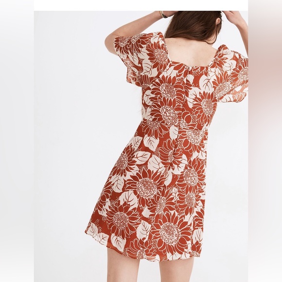 Madewell Silk Tie-Front Mini Dress in Sunflower Season - Picture 2 of 4